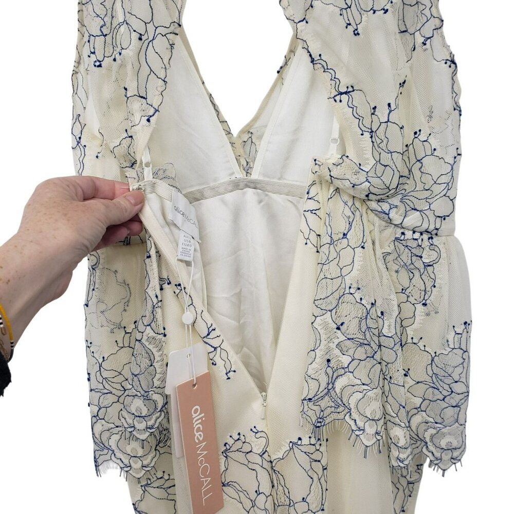 NEW Alice McCall Clementine Midi Dress White Blue Tiered Lace Bridal Coquette - Picture 13 of 16